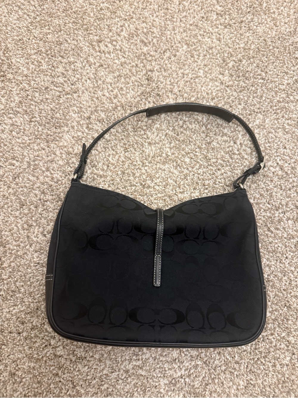 Coach Black Hampton Pin Clip Hobo Shoulder Bag Used - Picture 4 of 11